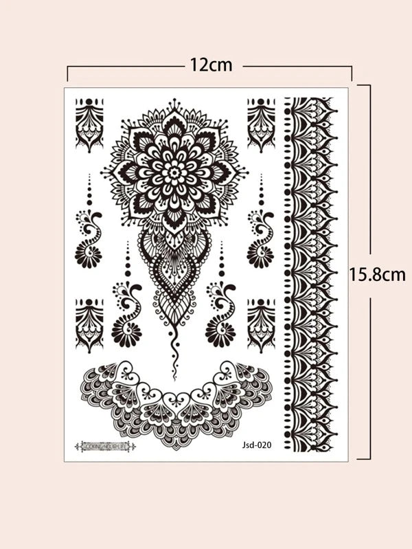 7895 1b-048 Una hoja de pegatina de tatuaje con patrón de Mandala