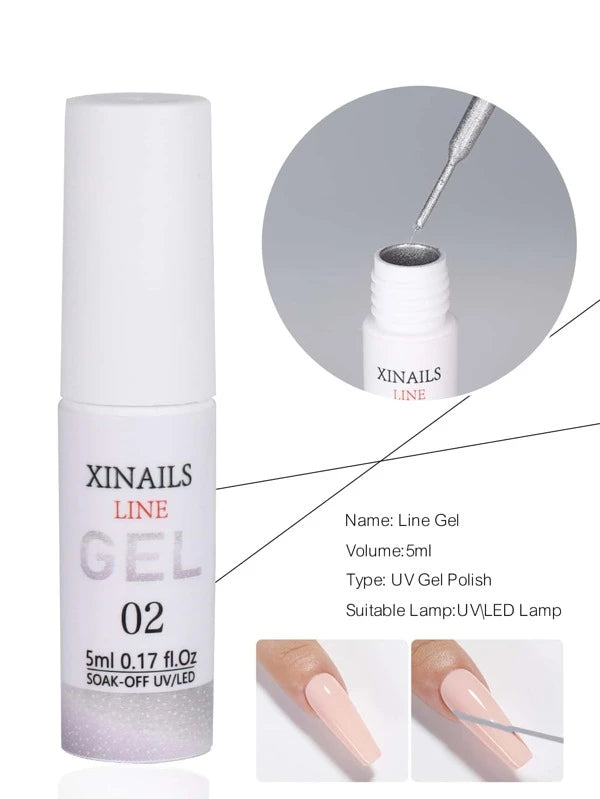 7099 1b-01-20 5ml Delineador Para Decoración De Uñas Gel Metálico Plateado Dibujo Uv Gel Para Raya Grafiti Línea Diseño Francés Pintura Gel Esmalte De Uñas Barniz
