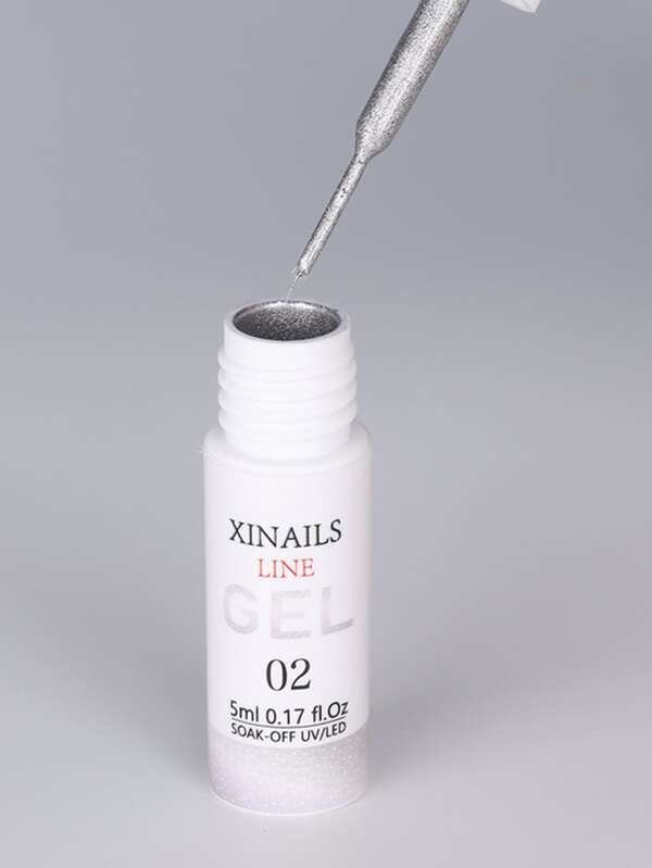 7099 1b-01-20 5ml Delineador Para Decoración De Uñas Gel Metálico Plateado Dibujo Uv Gel Para Raya Grafiti Línea Diseño Francés Pintura Gel Esmalte De Uñas Barniz