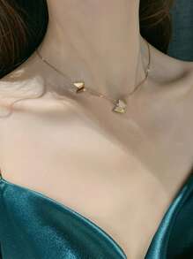 10042 1b-076 Set dos piezas de acero inoxidable colgante de mariposa Collar con Pendientes