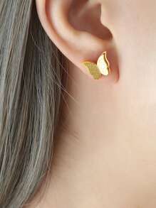 10042 1b-076 Set dos piezas de acero inoxidable colgante de mariposa Collar con Pendientes