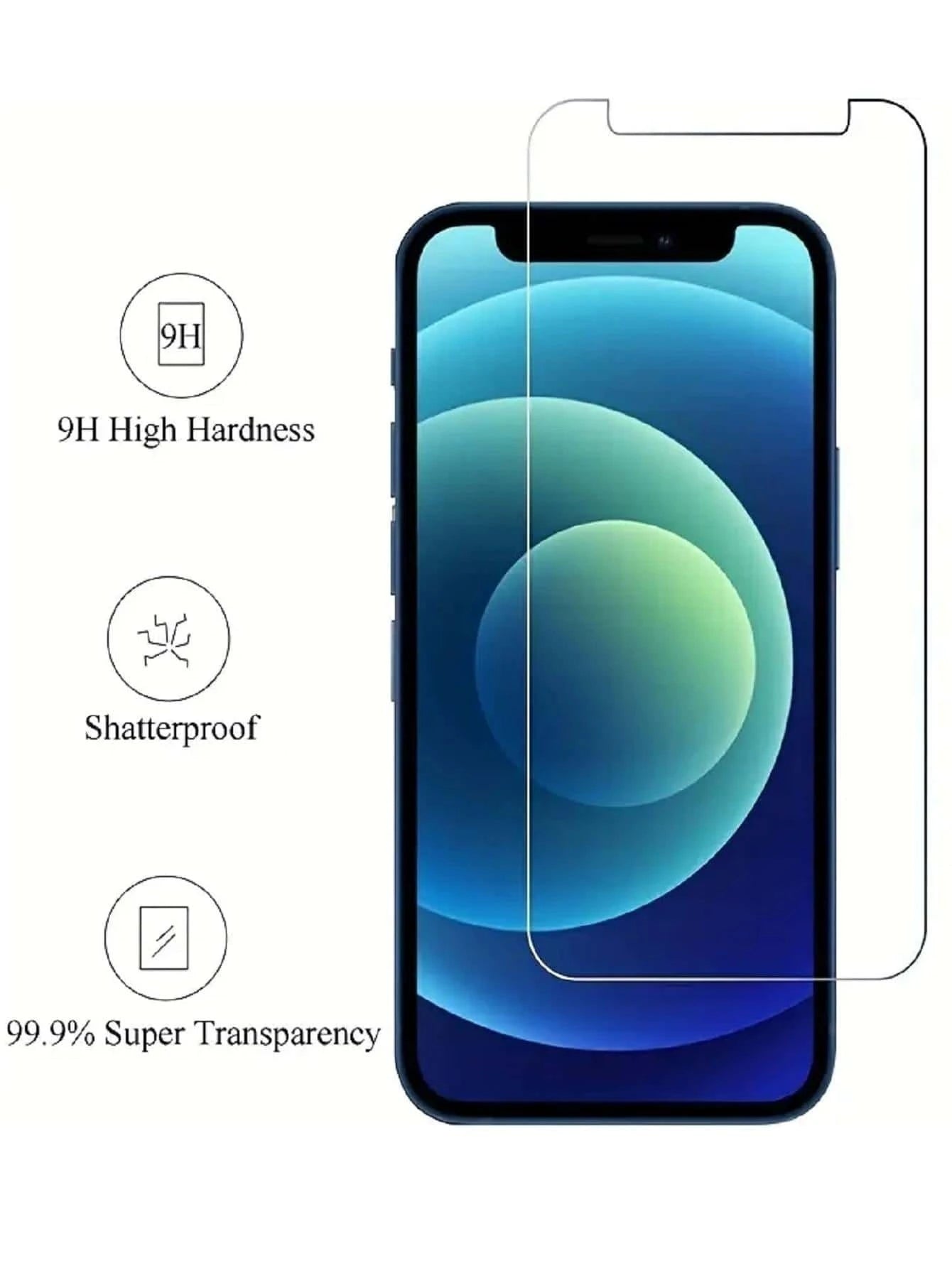9302 2t-ProPa Protector de pantalla de vidrio templado de 3 piezas compatible con iPhone
