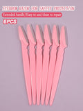 6591 a10-13 Set 6 piezas Cuchillo de afeitar multicolor de acero inoxidable afilado ceja