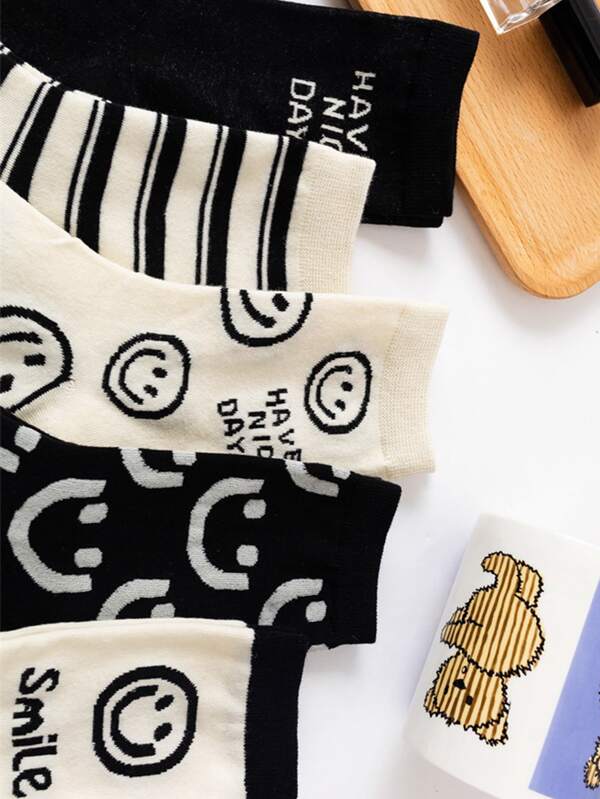 5982 1a-135 Hombres 5 pares Calcetines de tripulación con estampado de dibujos animados