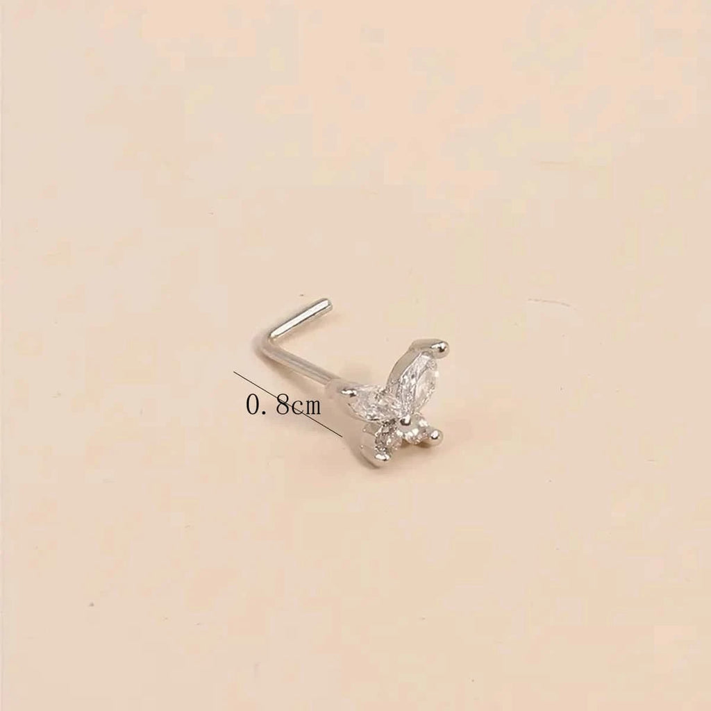 15291 1b-03-10 Piercing De Nariz En Forma De L Con Broche De Mariposa