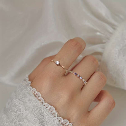 9372 a10-24 Un Par De Anillos ajustables Minimalistas Púrpura Y Cristal Para Mujeres