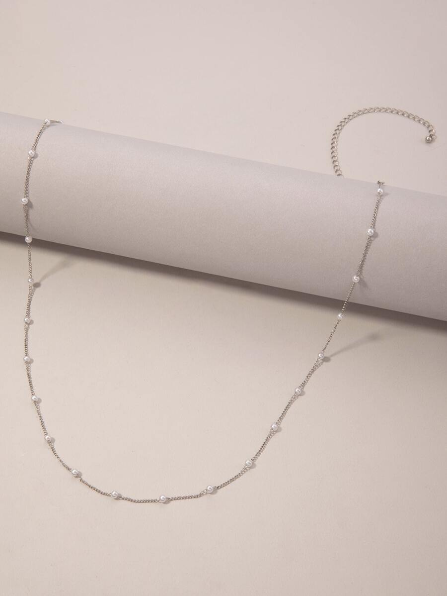 11222 B03-09 1 pieza simple de aleación de resina perla de imitación de cintura con cadena con cadena para mujeres