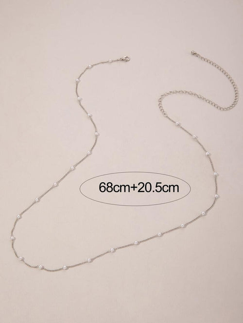 11222 B03-09 1 pieza simple de aleación de resina perla de imitación de cintura con cadena con cadena para mujeres
