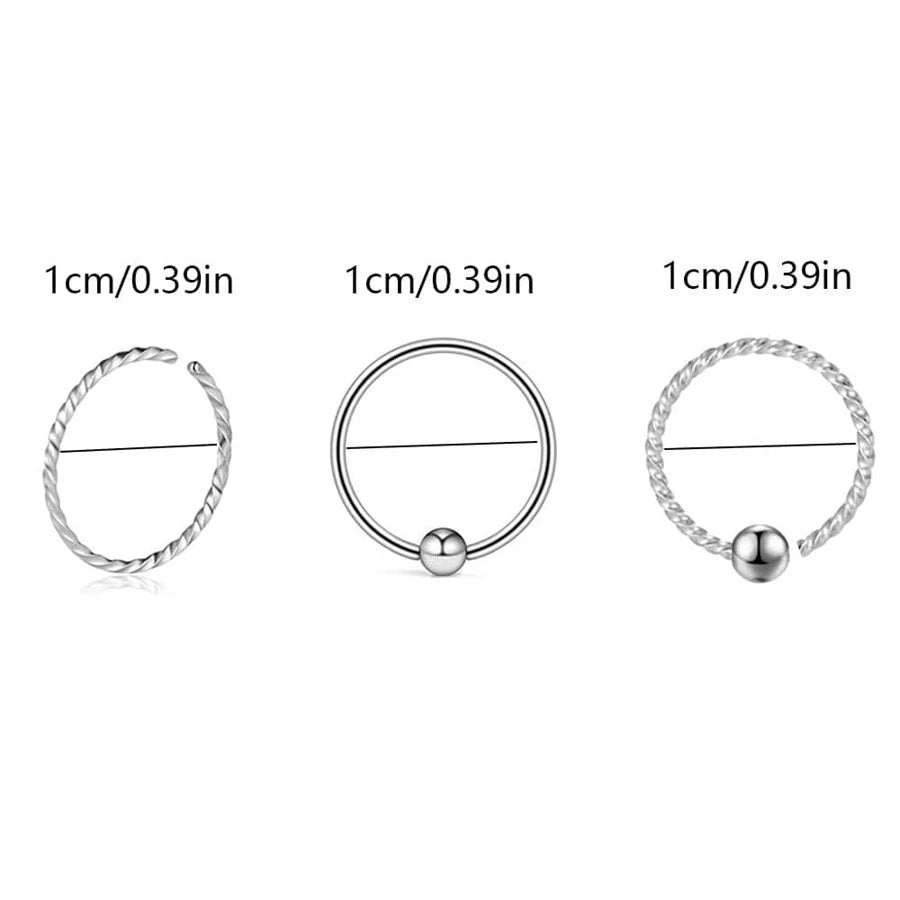 12642 1b-011 Piercing para nariz 9 Pzas