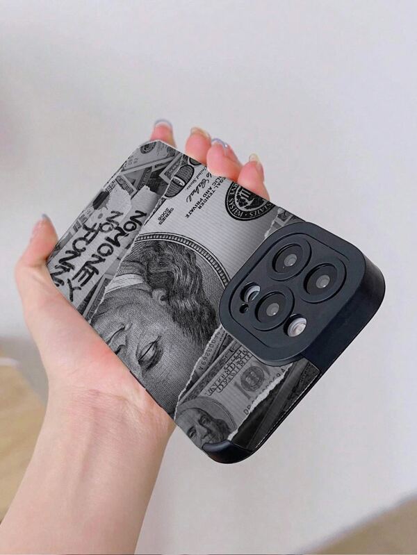 6339 2t-014 Una funda protectora suave negra con apariencia de ojo y estampado de dólares