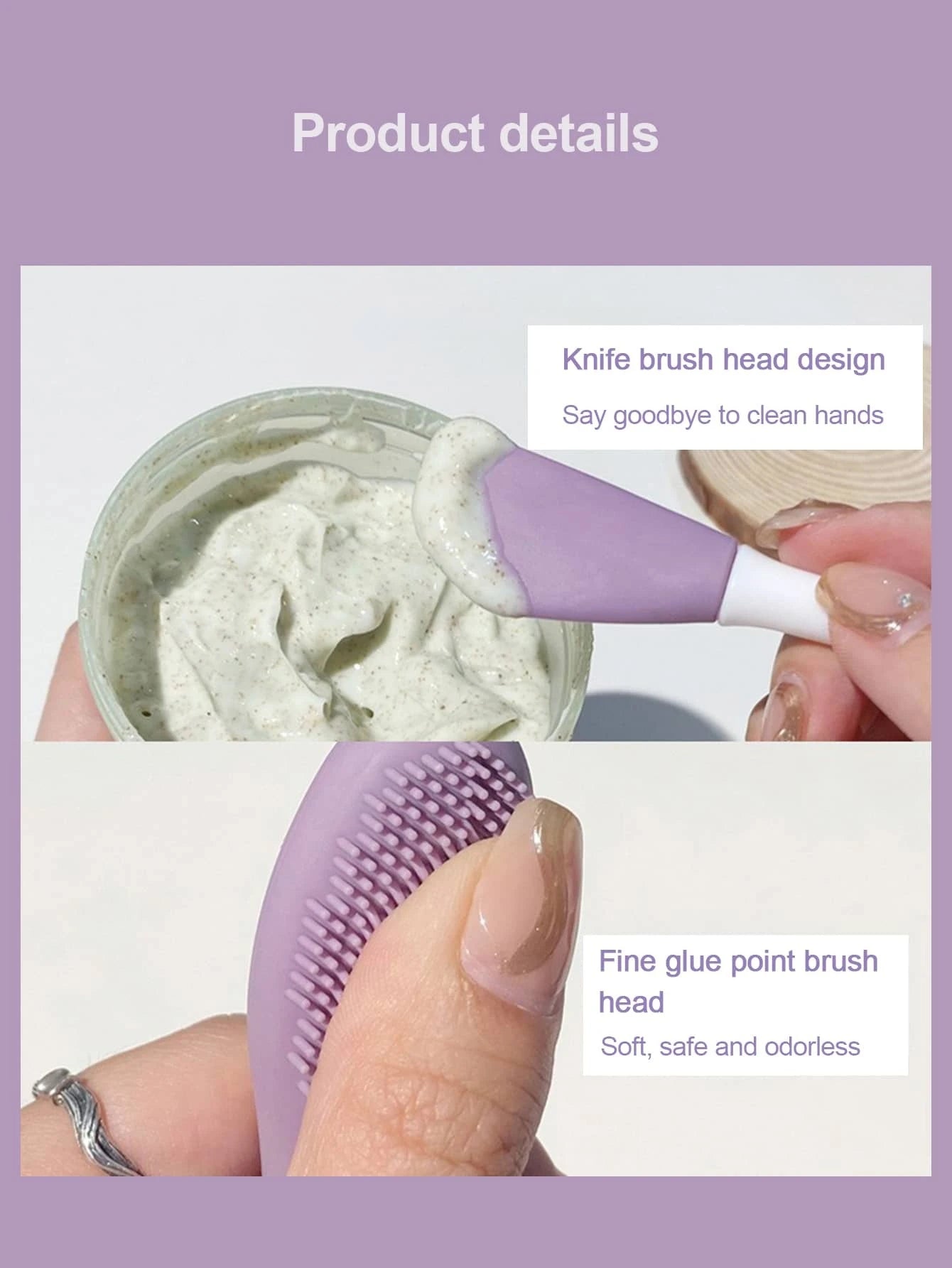 10221 1b-023 Una pieza doble cabeza de silicona Cepillo de mascarilla facial