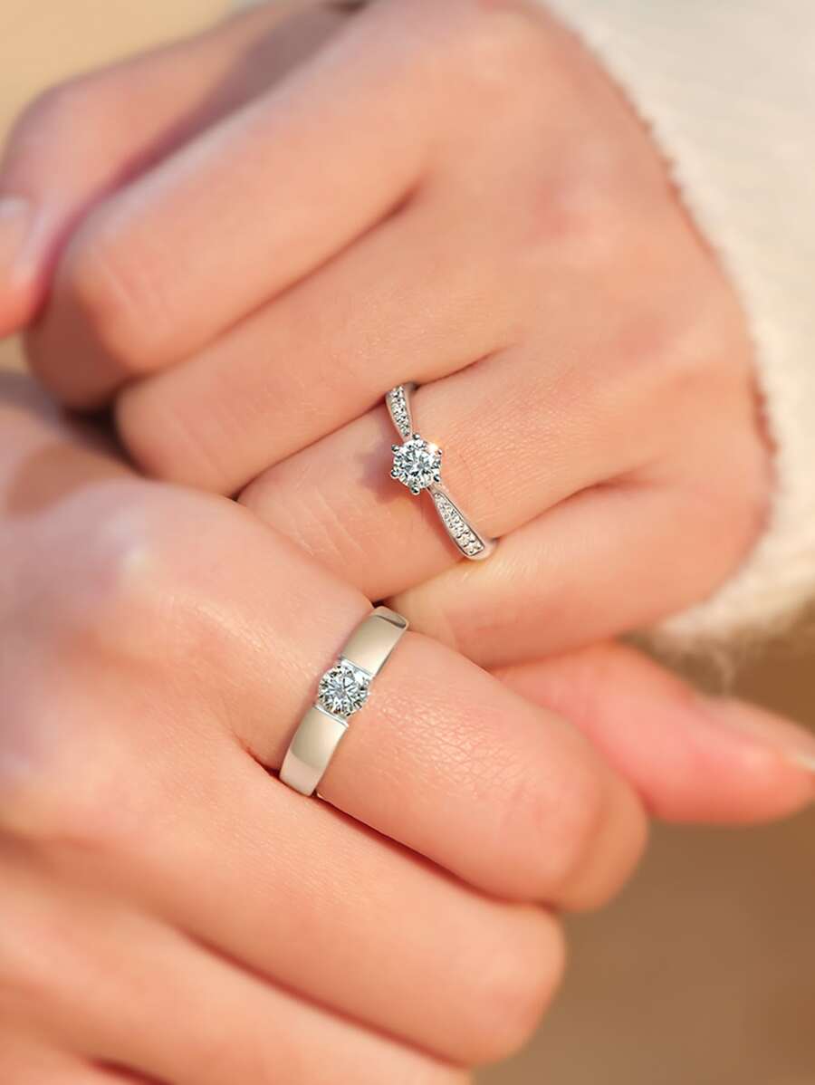 10767 1b-005 2 piezas Set de anillo de hombres de mujeres zirconia cúbica pareja anillos para