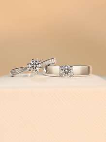 10767 1b-005 2 piezas Set de anillo de hombres de mujeres zirconia cúbica pareja anillos para