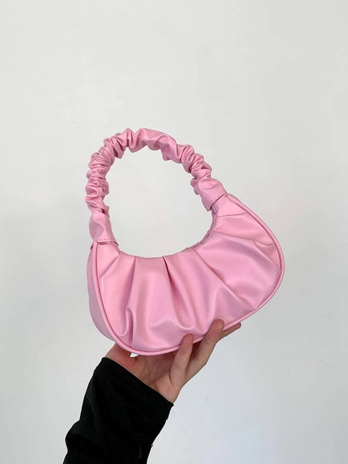 10226 1t-002 Mini bolso de mujer de nube arrugada de mano de color sólido