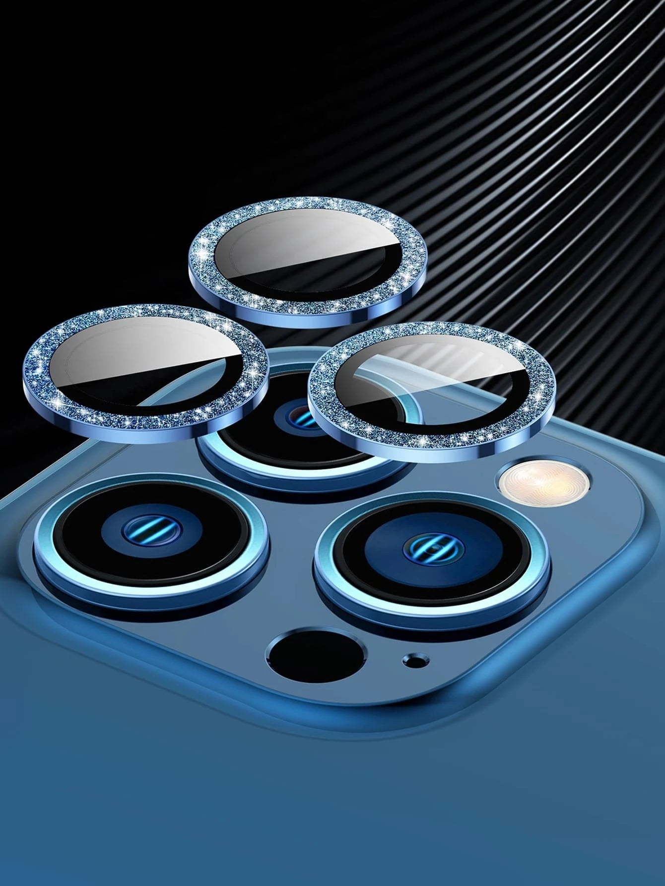 9180 2t-ProCa Protector De Lente Con Purpurina Para La Cubierta De La Cámara De Apple