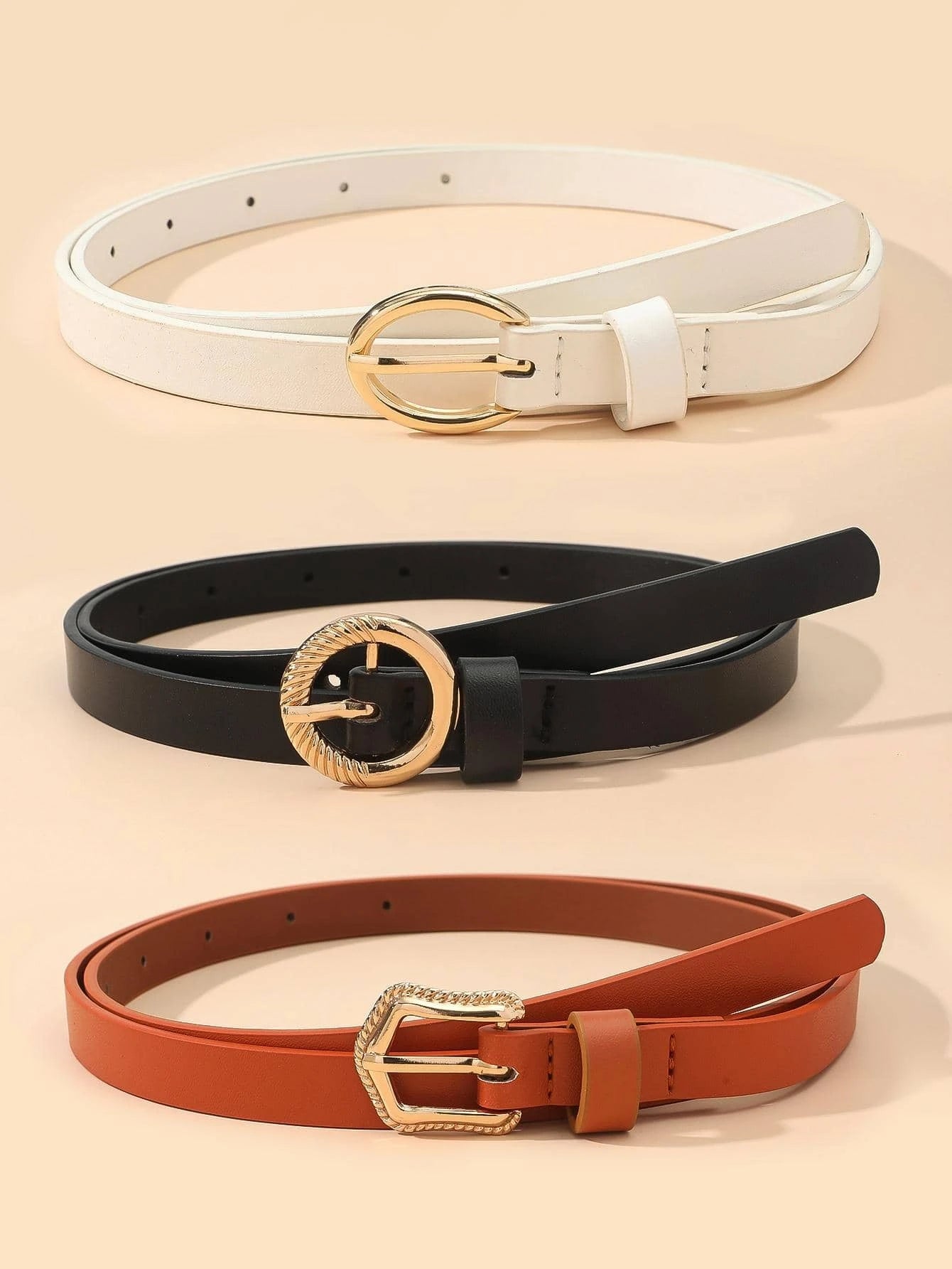 10205 1a-026 Una Pieza Cinturón delgado con con hebilla redonda