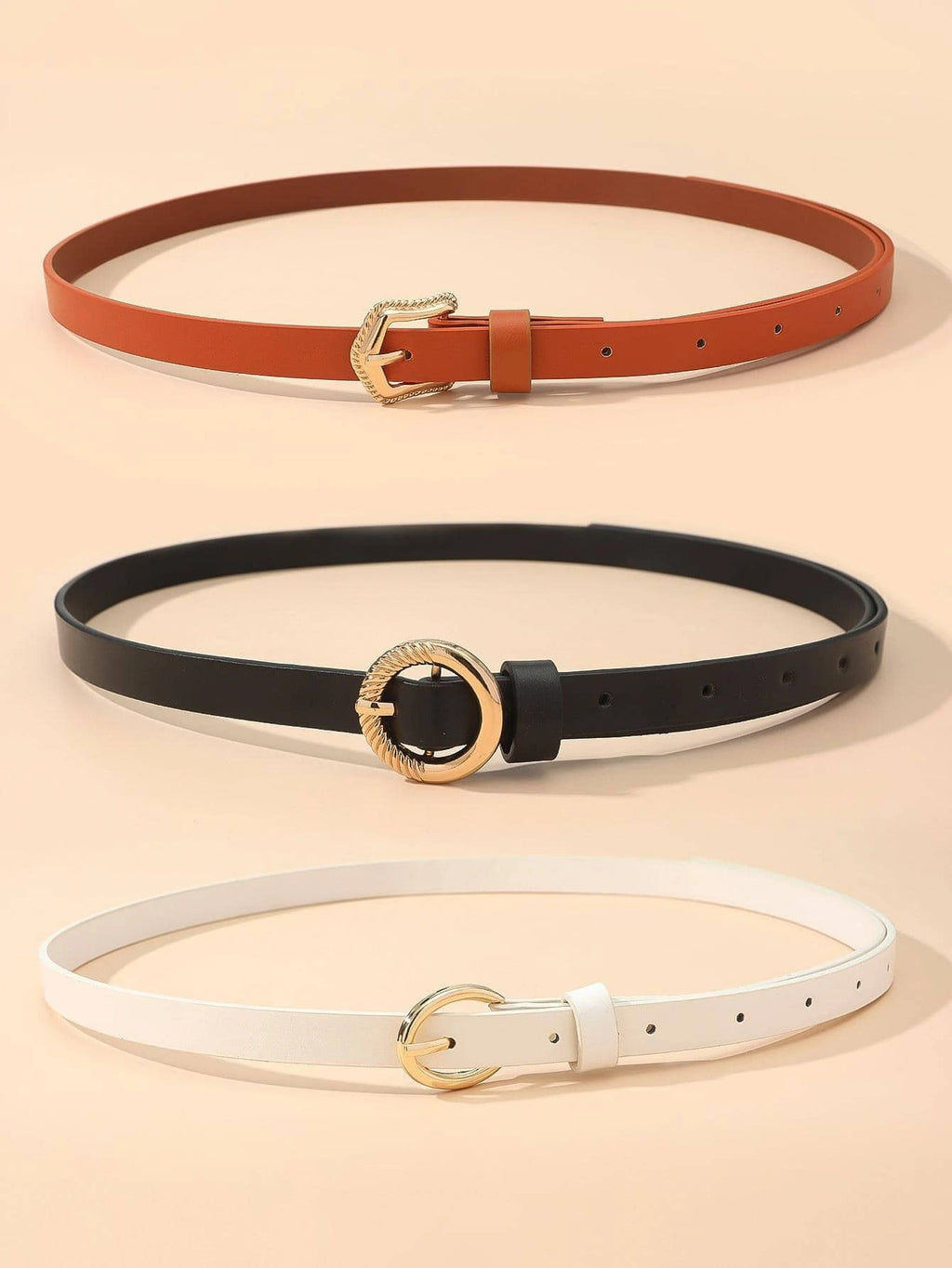 10205 1a-026 Una Pieza Cinturón delgado con con hebilla redonda