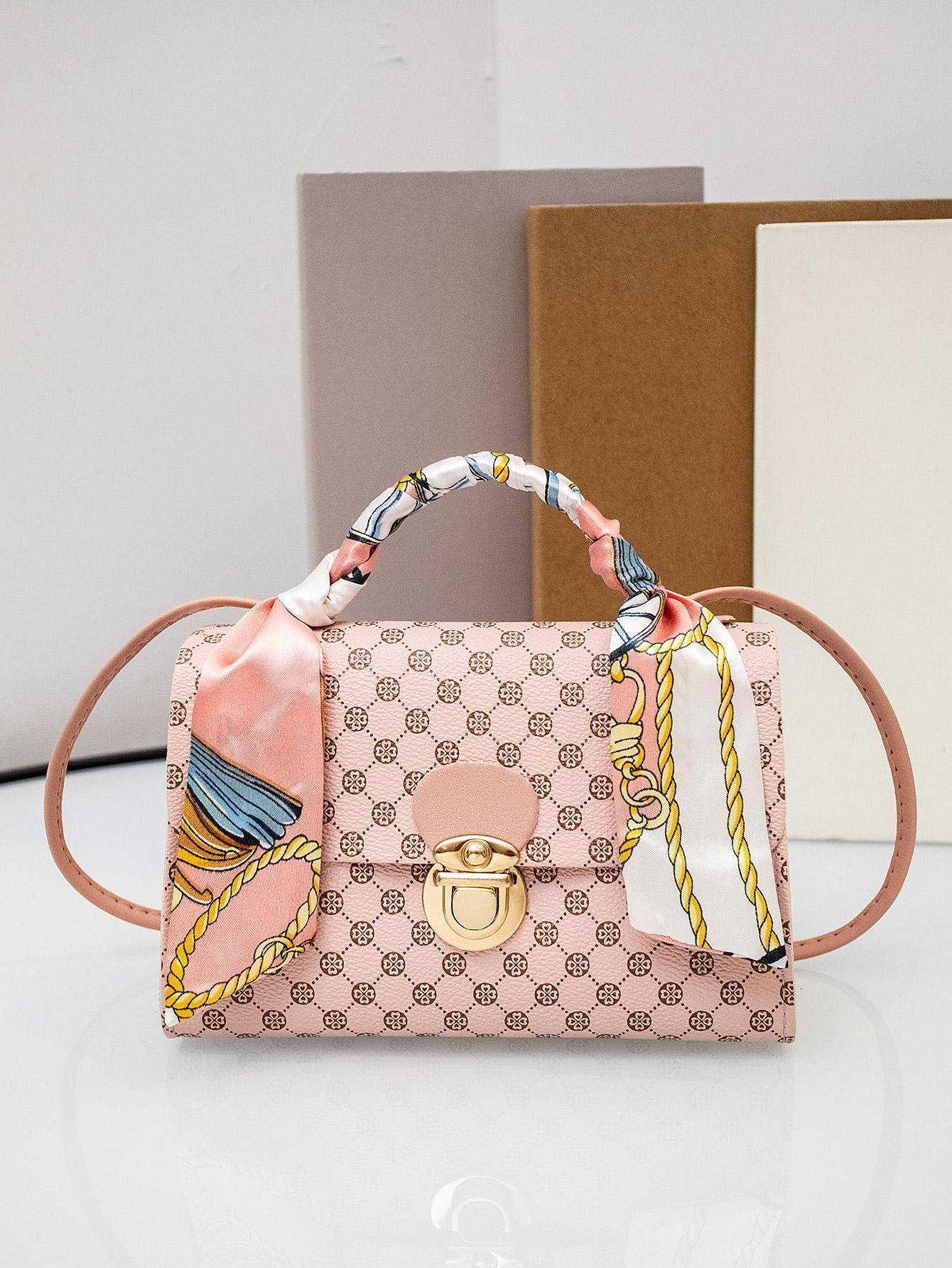 14916 1c-028 Mini bolso cuadrado con patrón geométrico