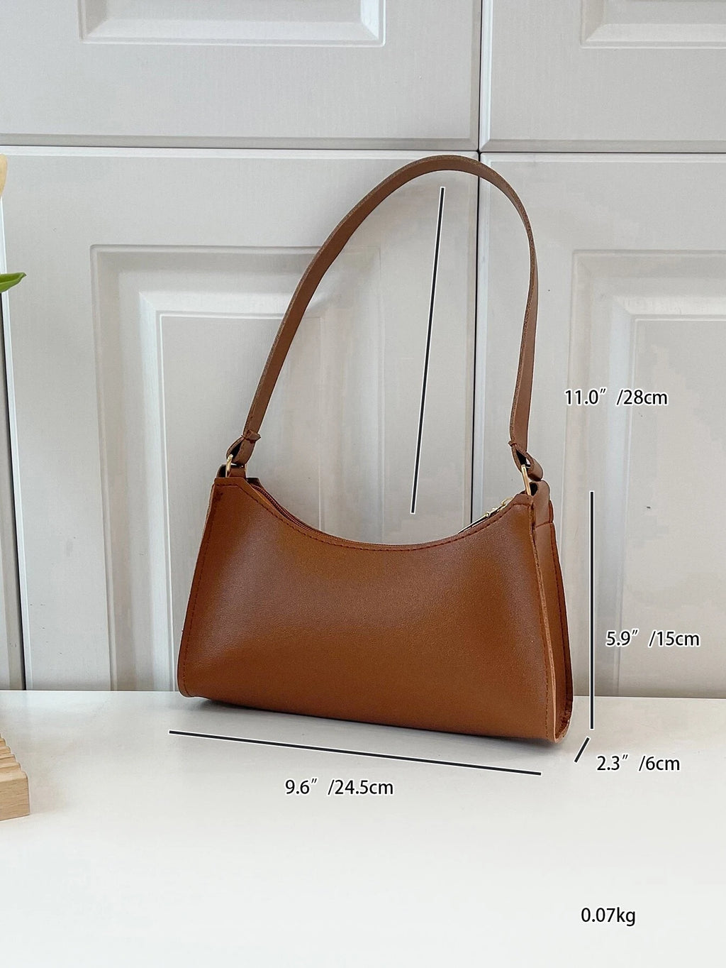 5837 1c-01-09 Bolso de hombro unicolor minimalista PU