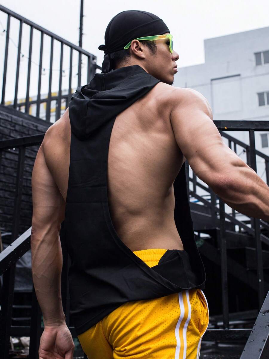 9320 1t-006 Bvd deportivo unicolor con capucha con bolsillo de canguro con cordón