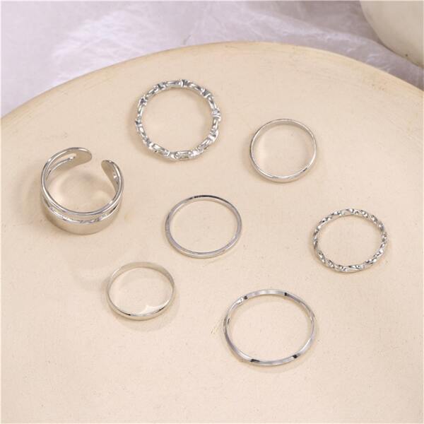 7378 1b-074 Siete piezas/set Set de anillo personalizado estilo callejero