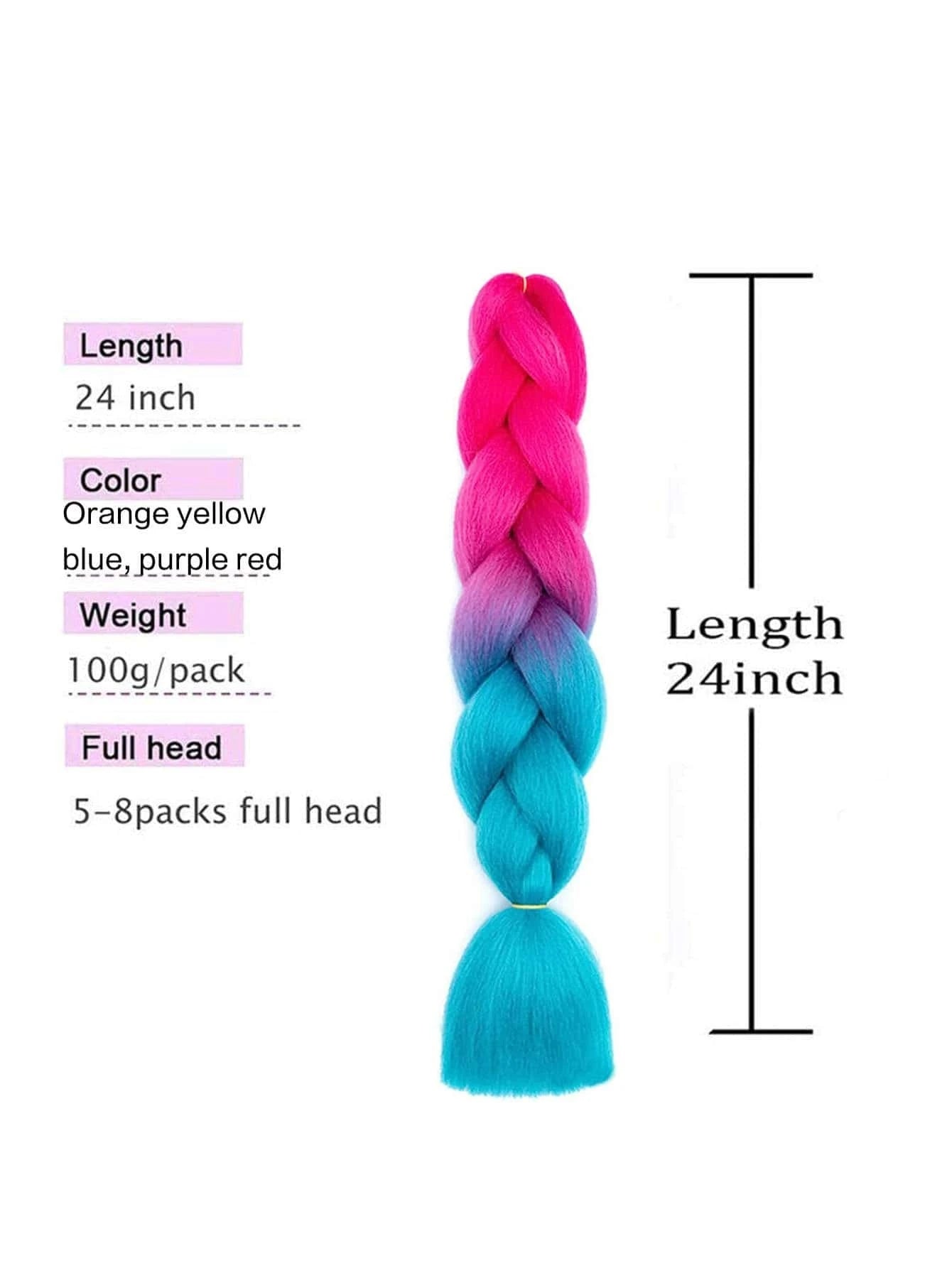 6004 1c-022 Extensión del pelo marrón trenzado 24 paquete sintético alta temperatura de arcoíris gigante trenzado pelo girante de croché femenino pelo