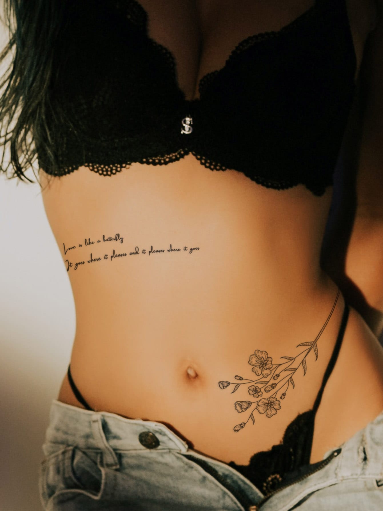 17996 1b-055 Tatuaje diseño floral 1 Pza