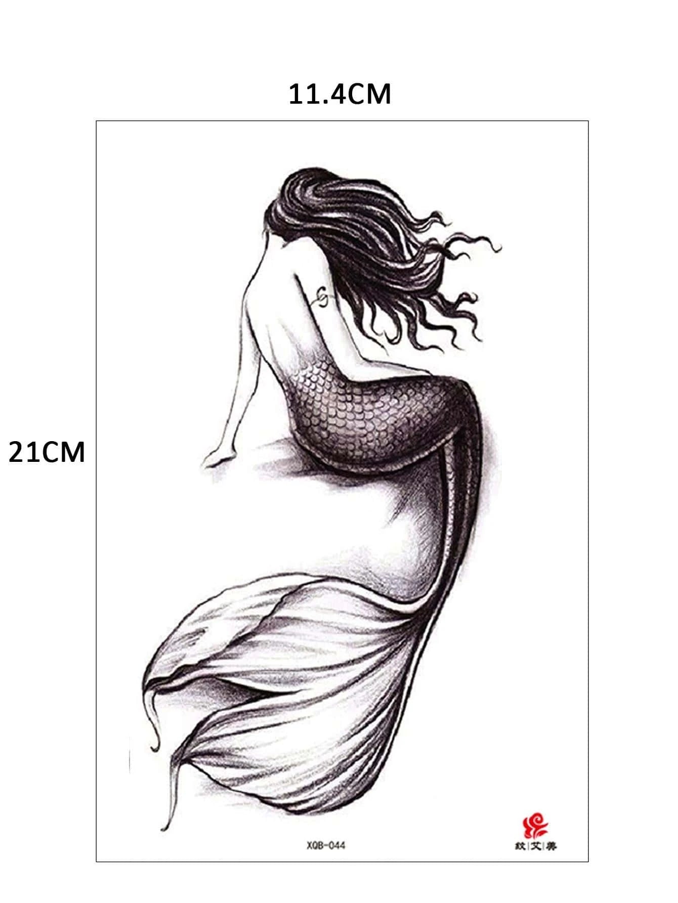 7903 a13-01 pegatina de tatuaje temporal con diseño de sirena de dibujos animados