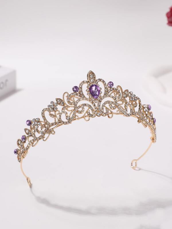 7651 a08-11 Corona De Princesa Elegante De Mujer Con Diamantes De Imitación Brillantes