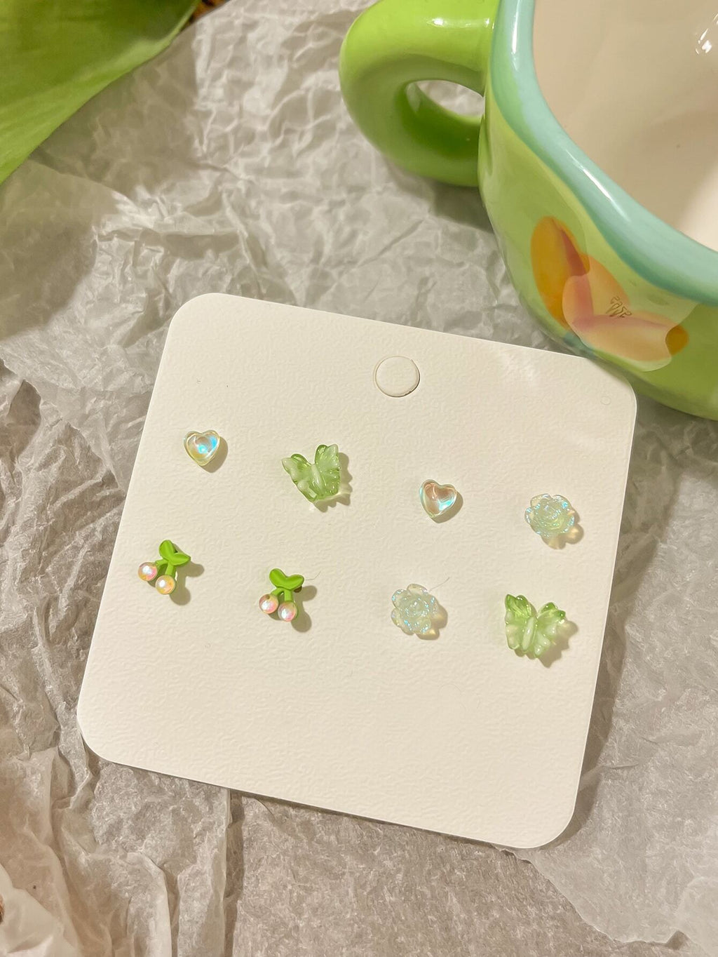 9061 1b-054 Set Pendientes Románticos 4 Pares Variado