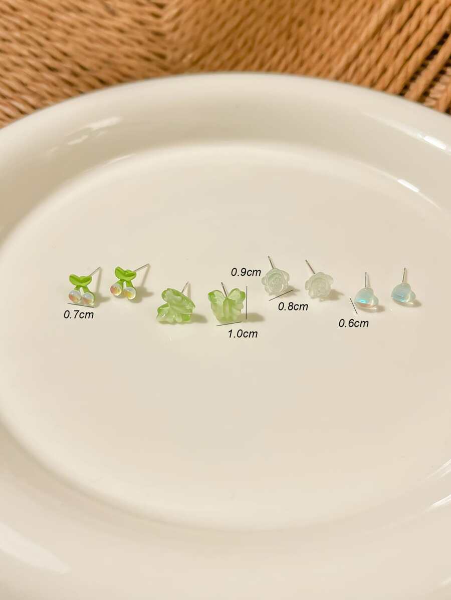 9061 1b-054 Set Pendientes Románticos 4 Pares Variado