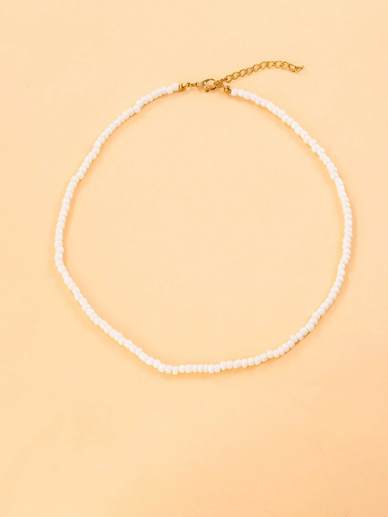 7950 1b-076 Una Pieza Collar Bohemio Hecho A Mano Con Cuentas Blancas Para Mujer