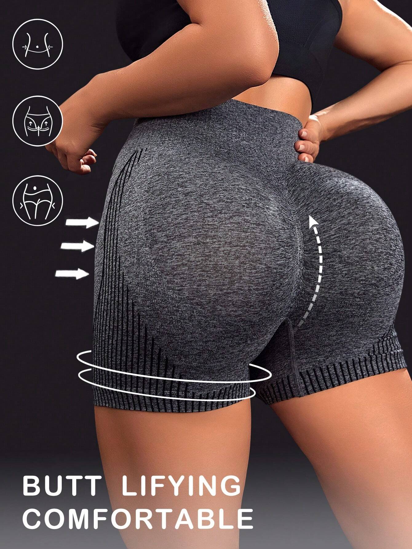 8948 1t-395 Short deportivo inconsútil control de barriga