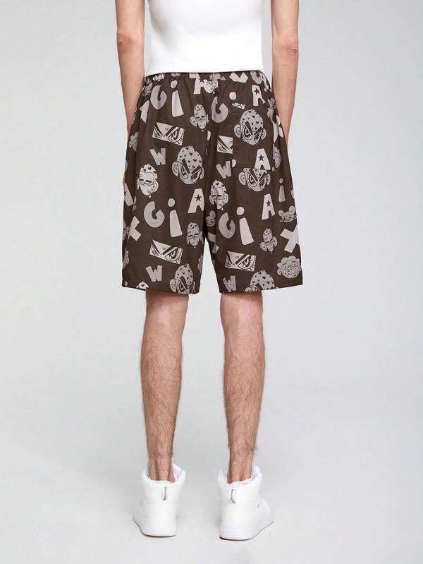 7423 1t-012 Hombres Shorts con estampado hebilla de cintura con nudo