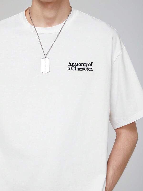 7418 1t-006 Camiseta con estampado de slogan y dibujos animados
