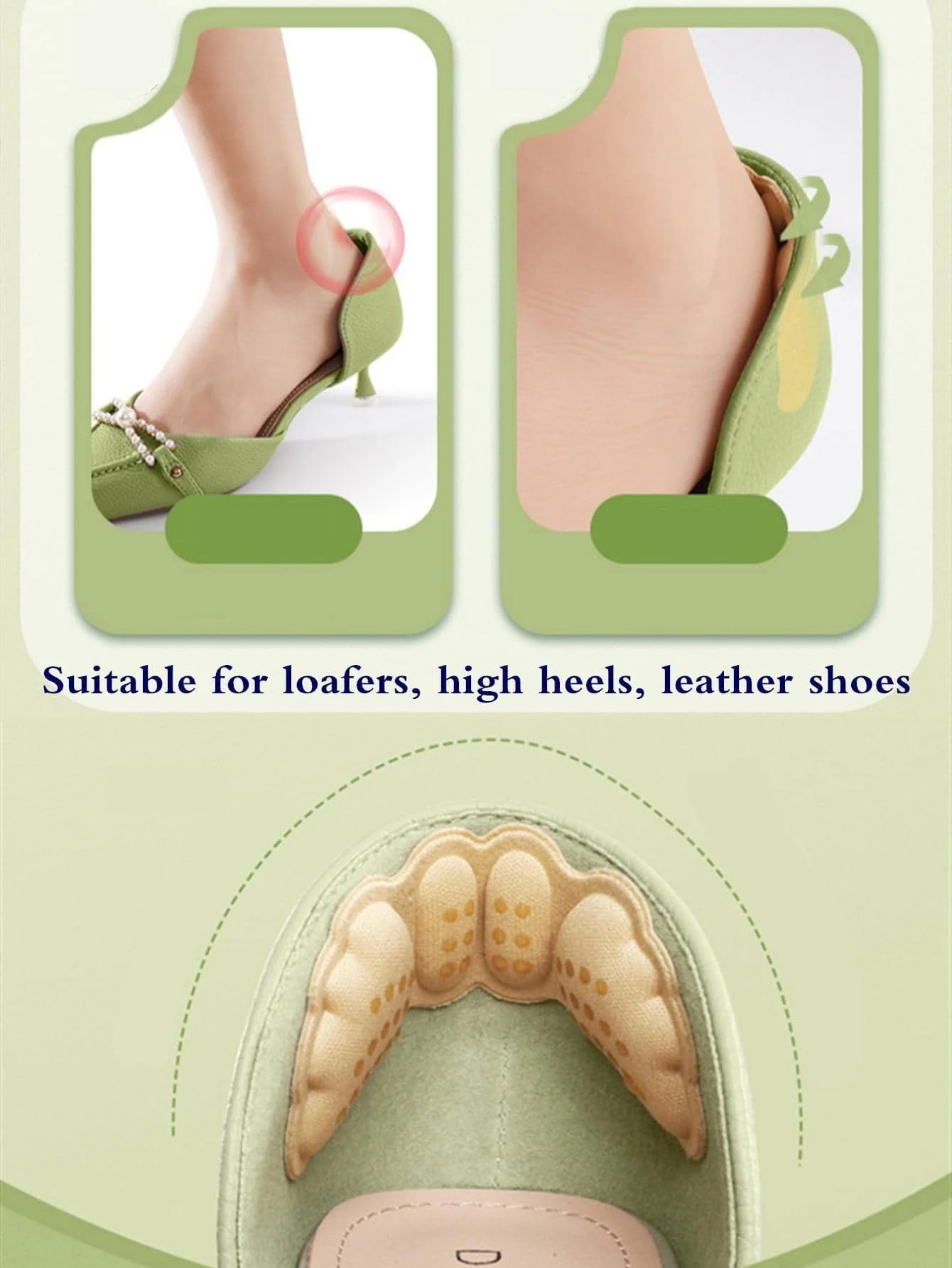 7297 b01-17 anti caída tacón con parche trasero elegante Plantillas para Tacones