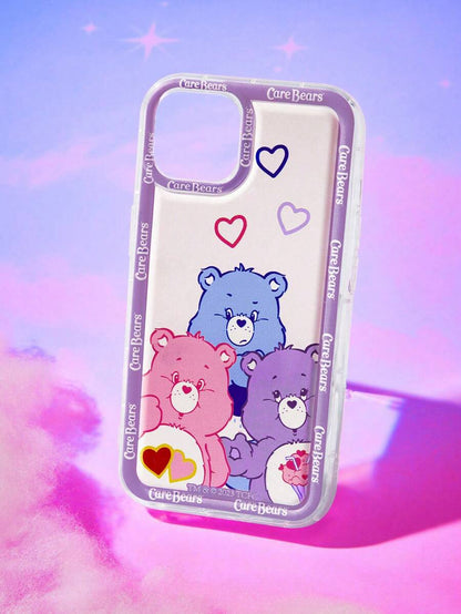 10381 b03-14 Funda para móvil con letra con patrón de oso de dibujos animados de silicona para iPhone  ROMWE X Care Bears 1 pieza