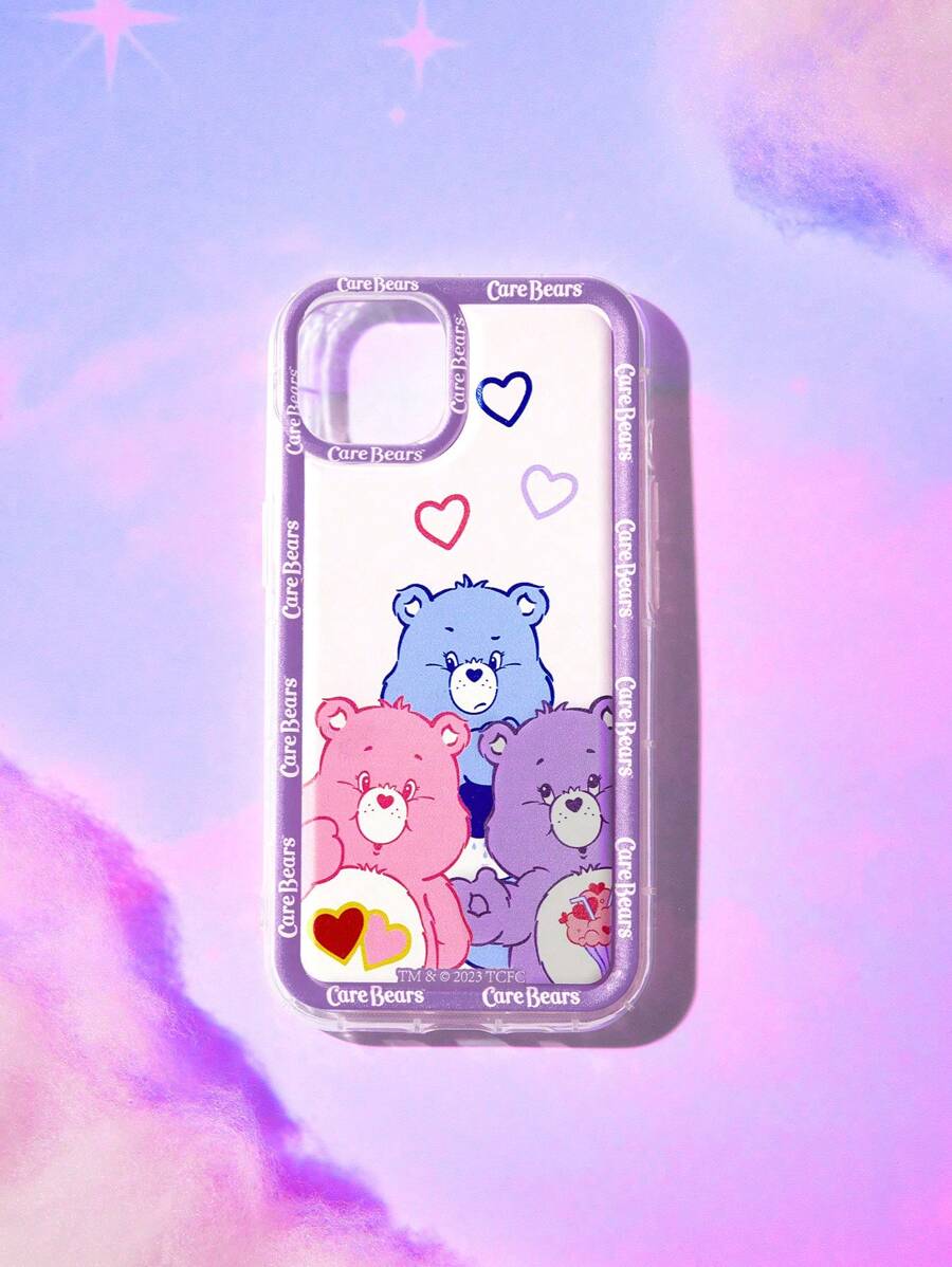 10381 b03-14 Funda para móvil con letra con patrón de oso de dibujos animados de silicona para iPhone  ROMWE X Care Bears 1 pieza