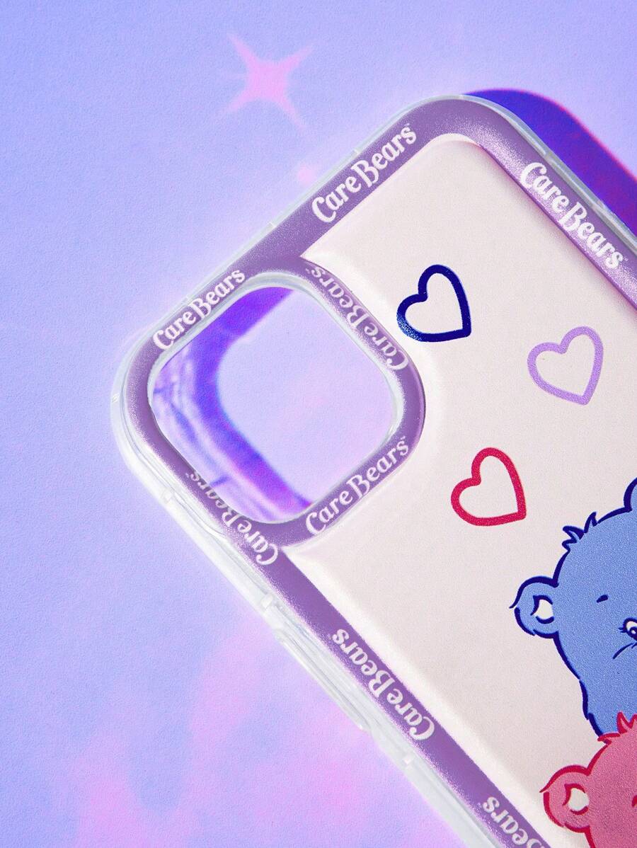 10381 b03-14 Funda para móvil con letra con patrón de oso de dibujos animados de silicona para iPhone  ROMWE X Care Bears 1 pieza