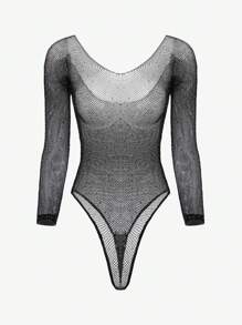 10063 1a-025 Body teddy con diamante de malla lencería