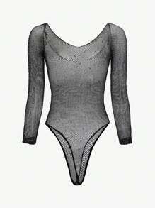 10063 1a-025 Body teddy con diamante de malla lencería