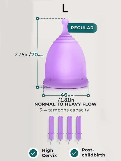 4737 2b-007 Una Pieza Copa Menstrual Reutilizable De Silicona De 12 Horas En Color Púrpura Para La Protección Del Período De La Mujer