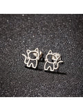 8024 a10-01 Un par dulce gato de acero inoxidable Pendientes de tachuela para punk estudiantes regalos tendencia Moda pequeño oreja Tachuelas Bisutería