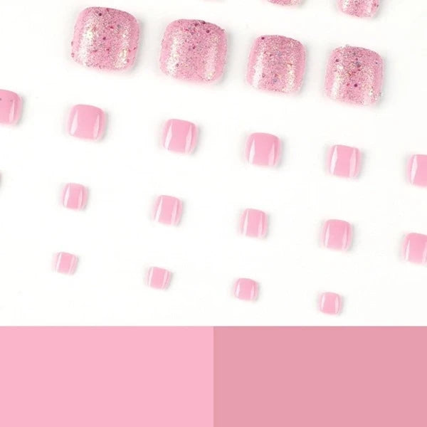 5488 1b-029 Uñas Postizas Francesas Para Dedos Del Pie 24 Pzs