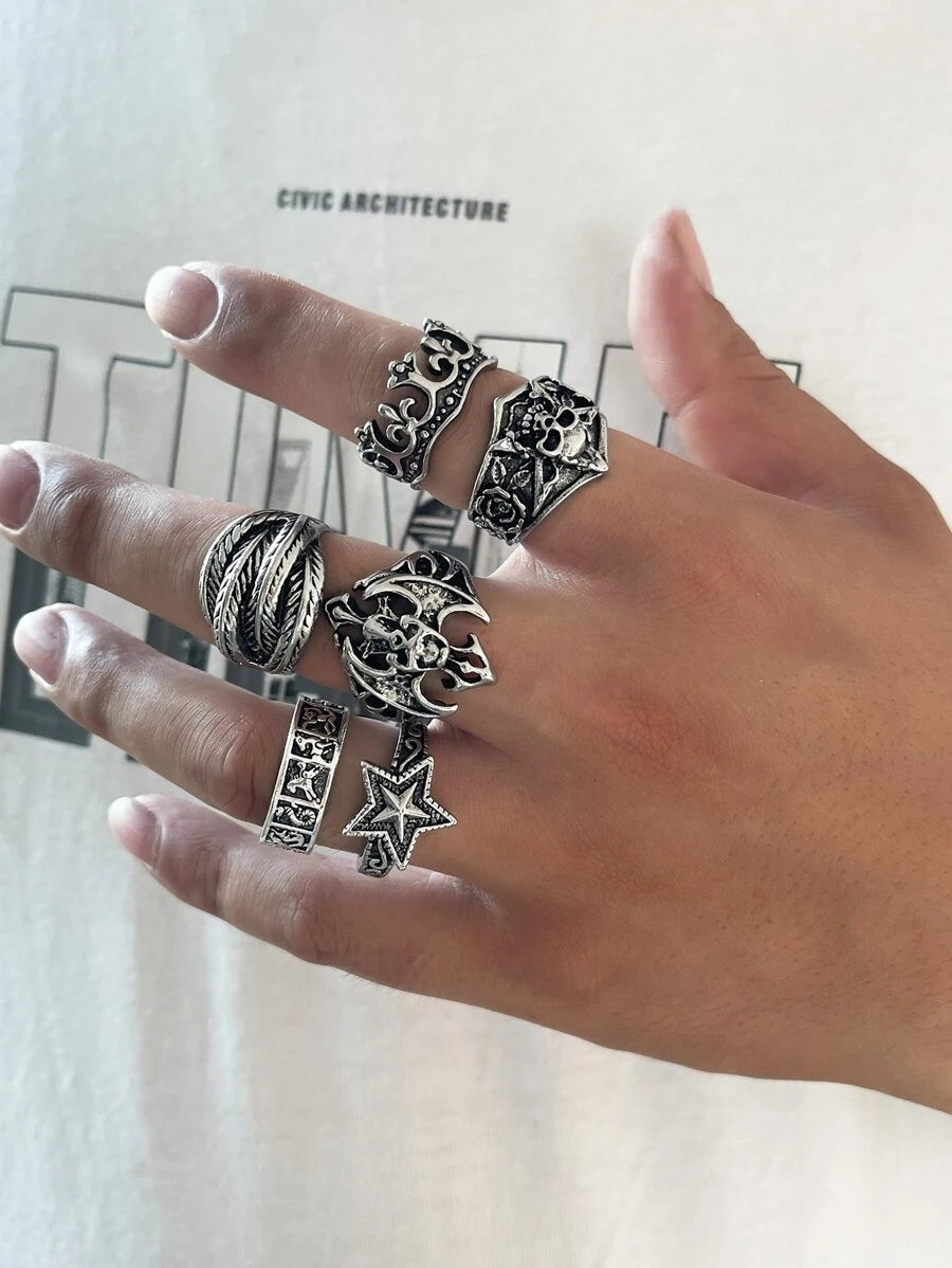 12539 1b-077 6 Unids/set Estilo Callejero Multielemento Diseño De Calavera