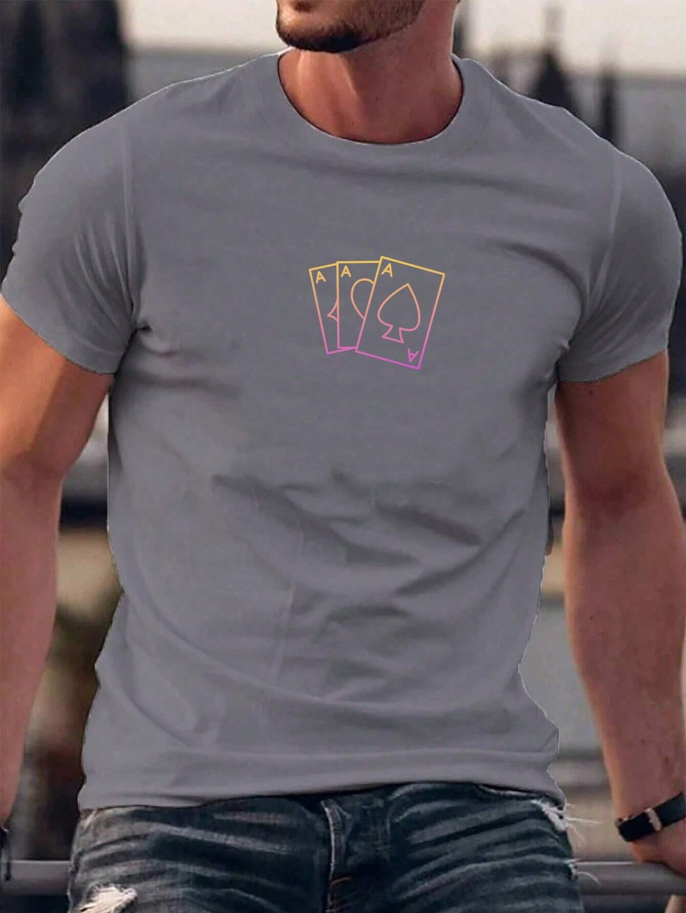 7798 1t-006 Camiseta con estampado de póker