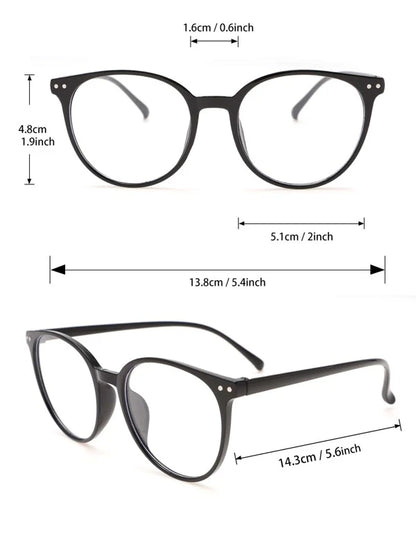 7039 b01-18 Un Par De Gafas Vintage Con Marco Circular Negro Y Lente Clara