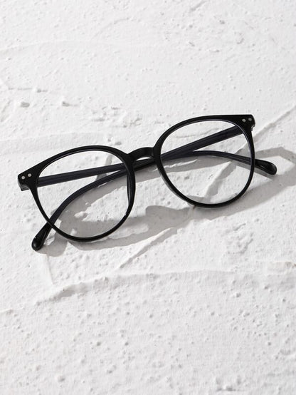 7039 b01-18 Un Par De Gafas Vintage Con Marco Circular Negro Y Lente Clara