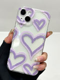 3805 2t-014 Carcasa transparente con temática espacial y diseño de corazones púrpura