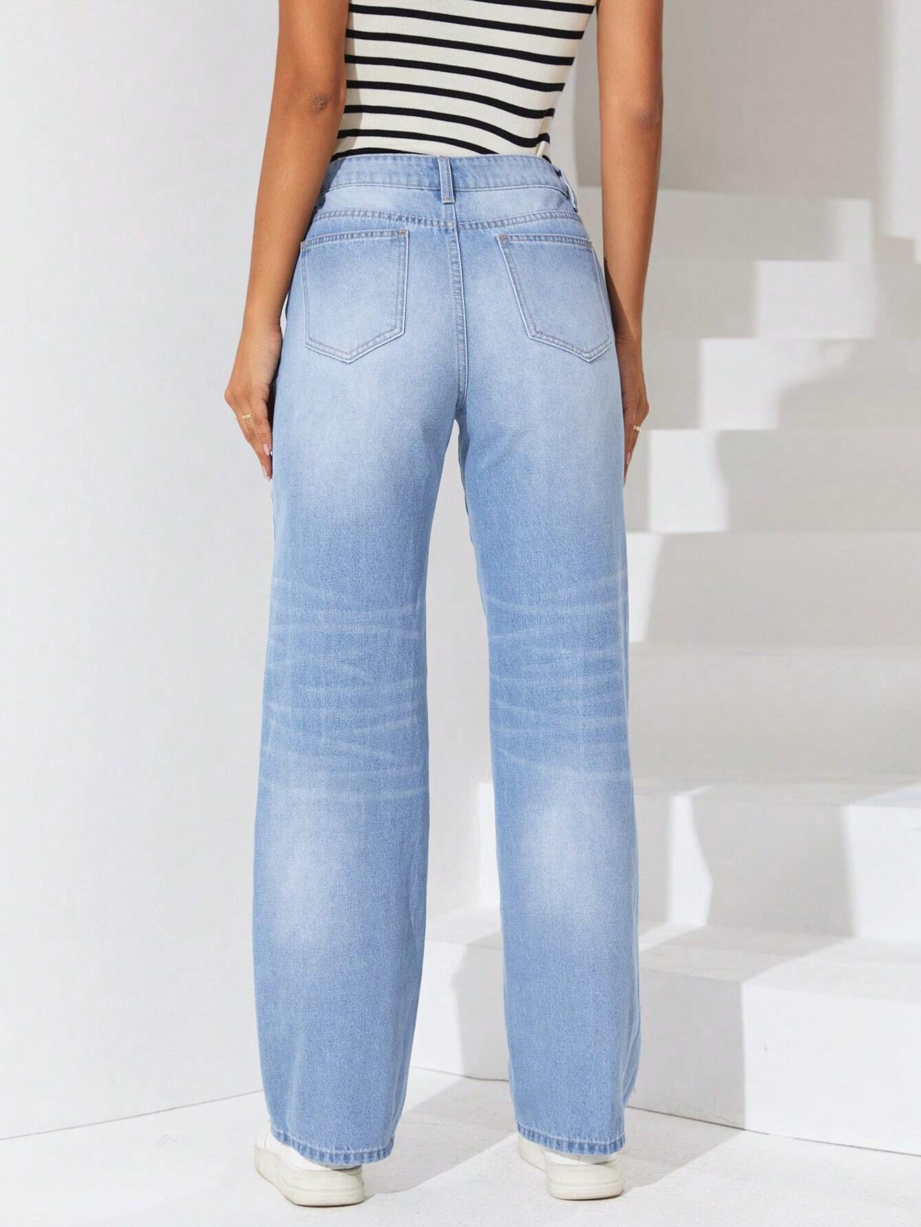 4495 a05-09 Jeans de pierna recta de talle alto